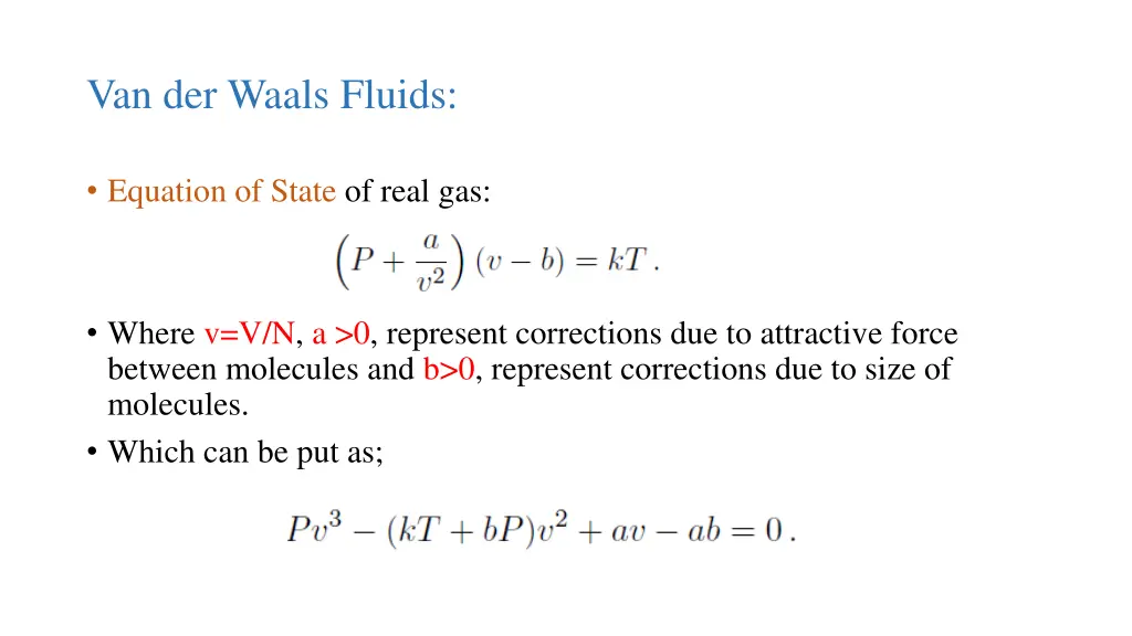 van der waals fluids