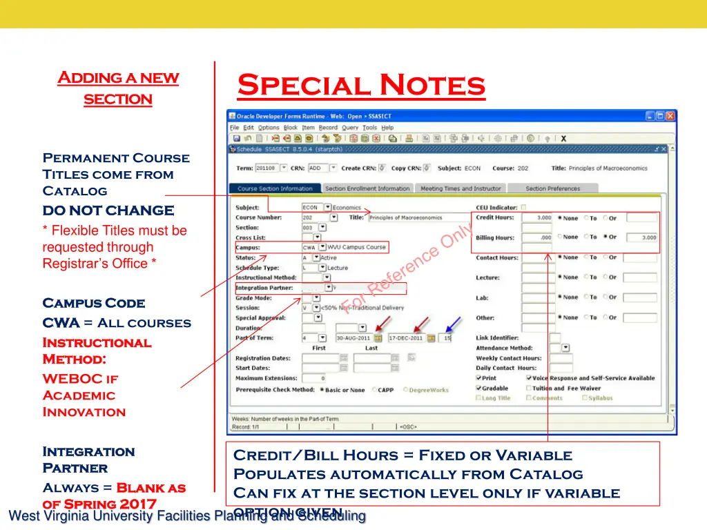 special notes