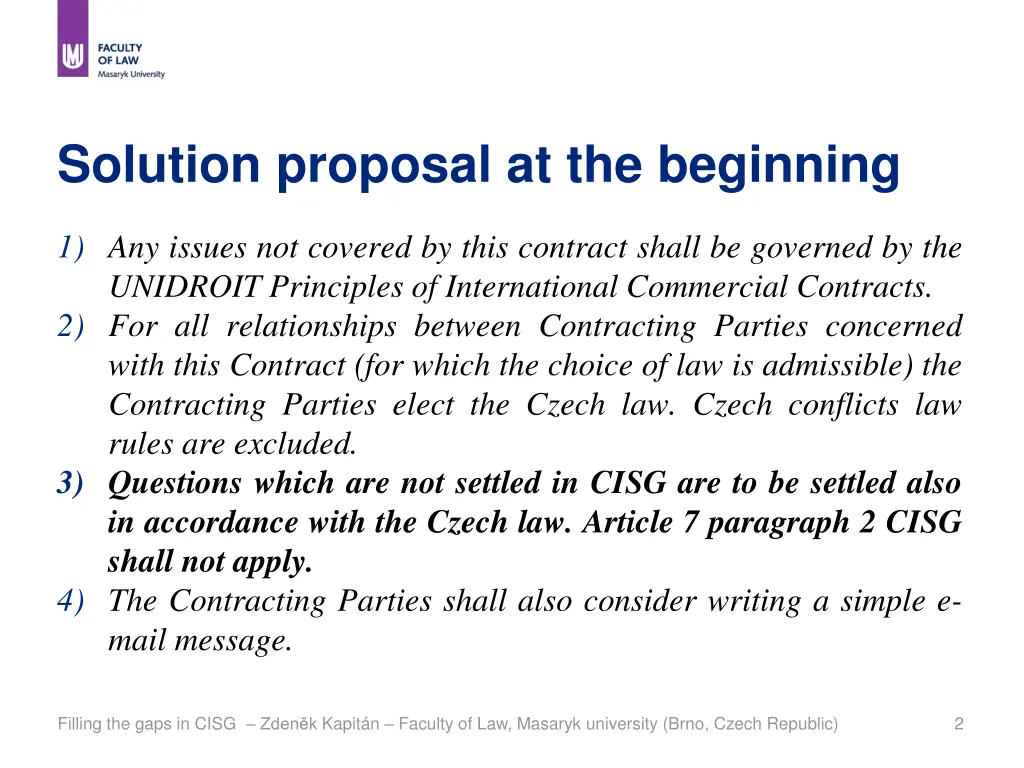solution proposal at the beginning