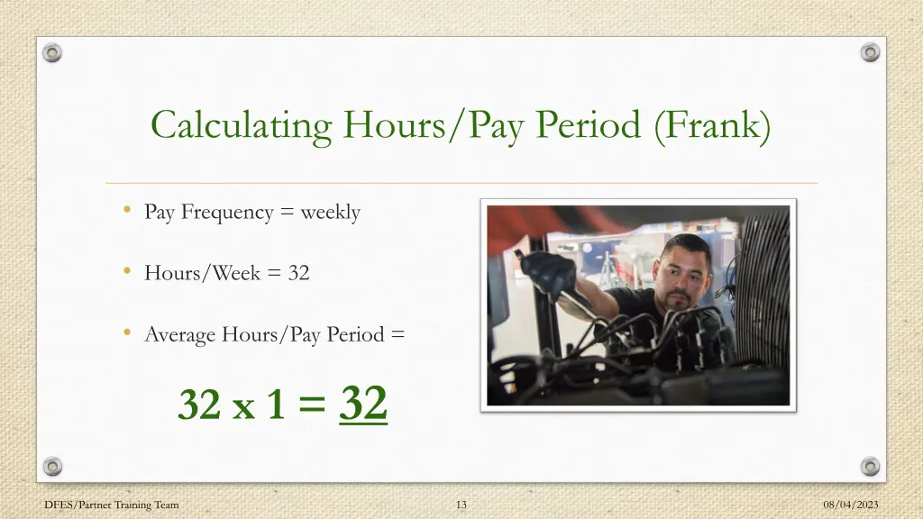 calculating hours pay period frank