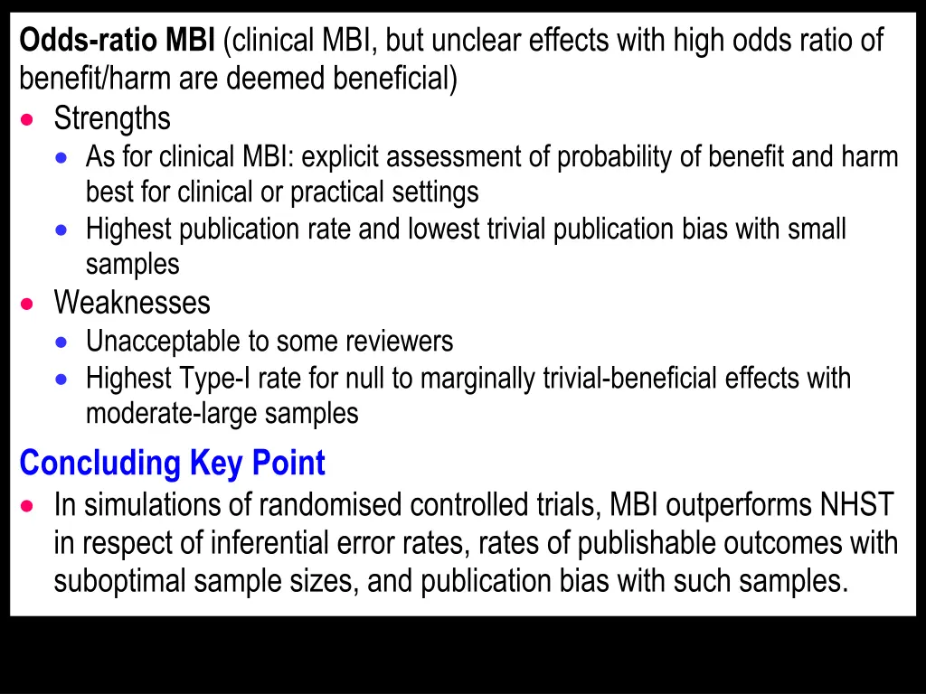 odds ratio mbi clinical mbi but unclear effects