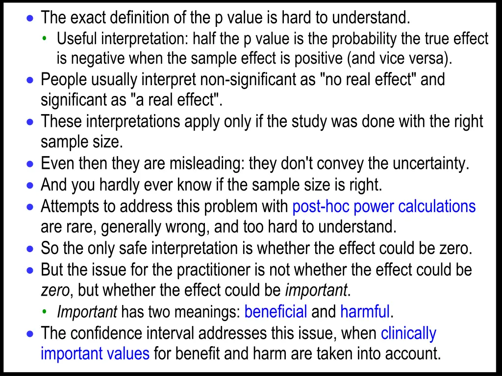 the exact definition of the p value is hard