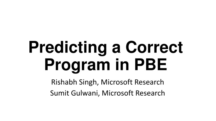 predicting a correct program in pbe