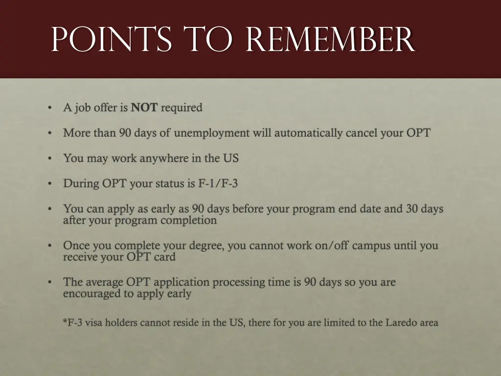 points to remember