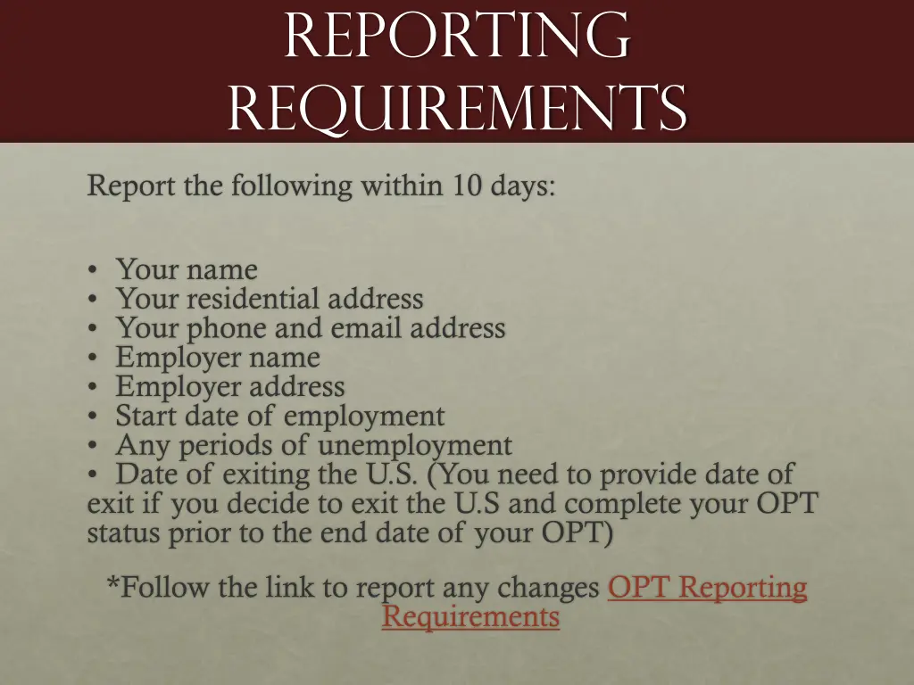 reporting requirements