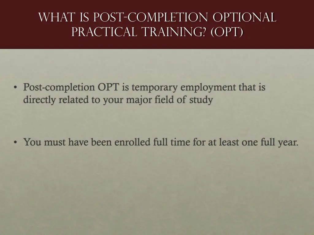 what is post completion optional practical