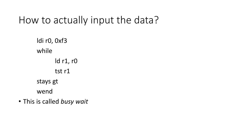 how to actually input the data