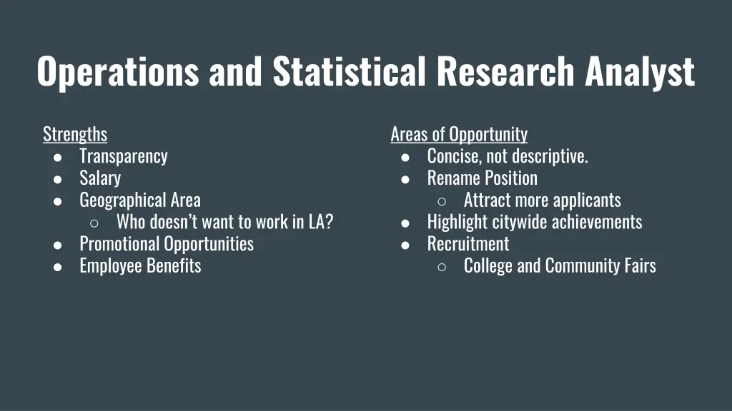 operations and statistical research analyst