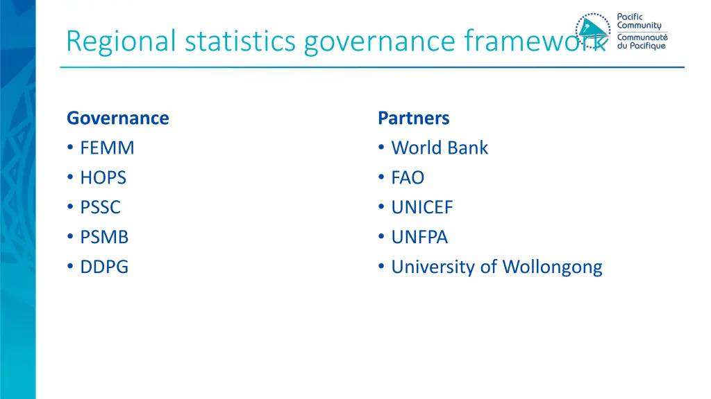 regional statistics governance framework