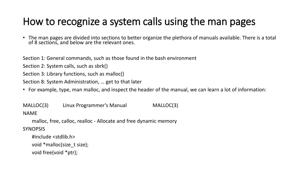 how to recognize a system calls using