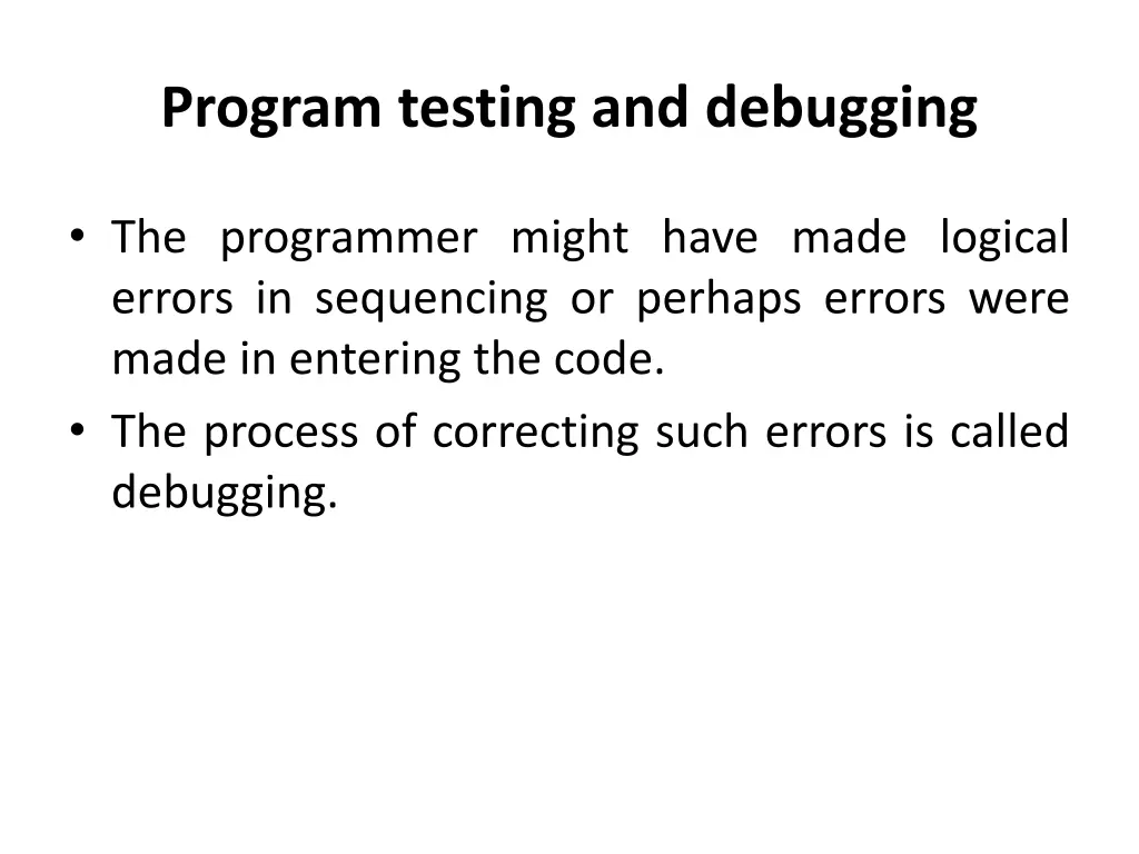 program testing and debugging