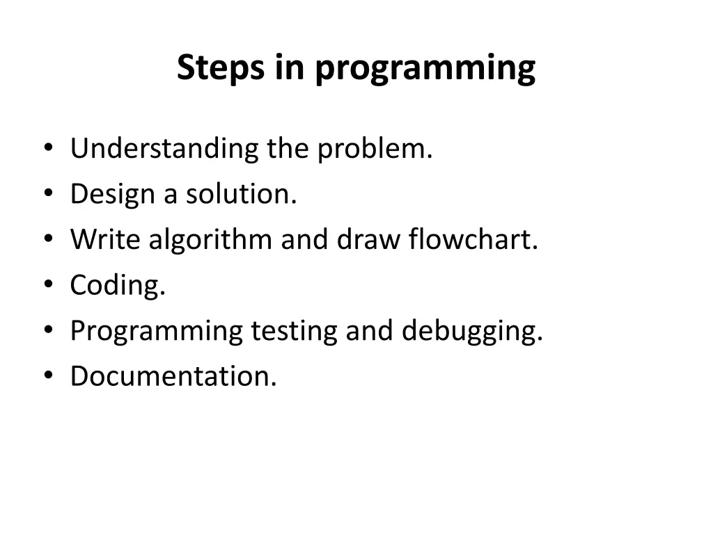 steps in programming