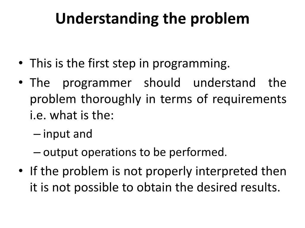 understanding the problem