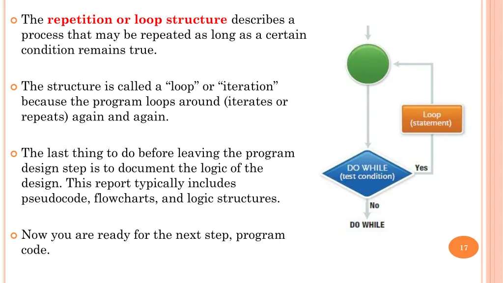 the repetition or loop structure describes