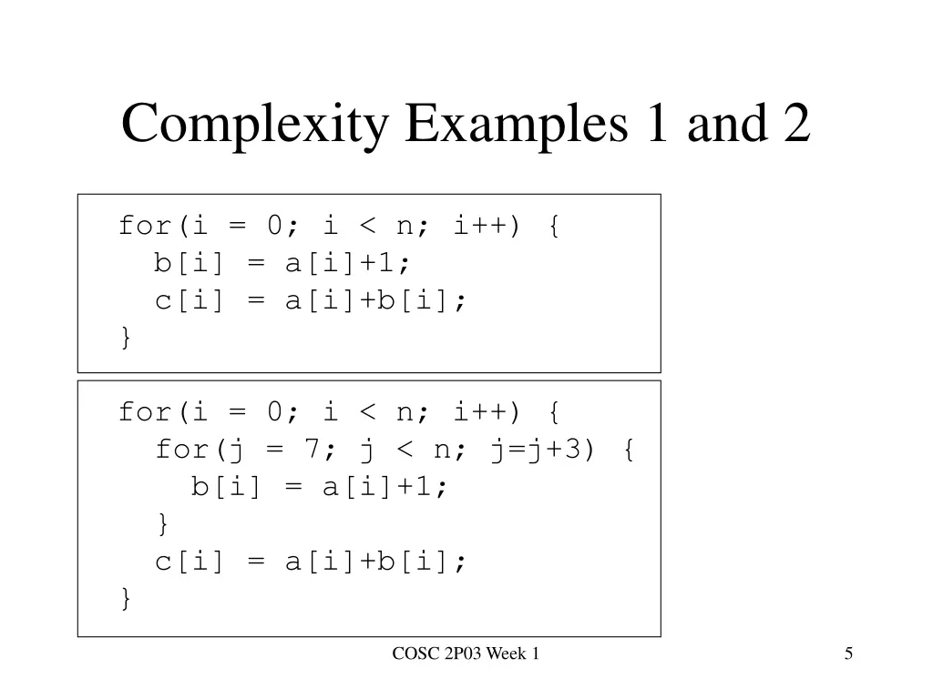 complexity examples 1 and 2
