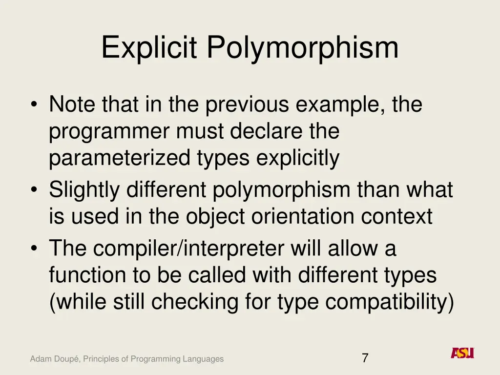 explicit polymorphism
