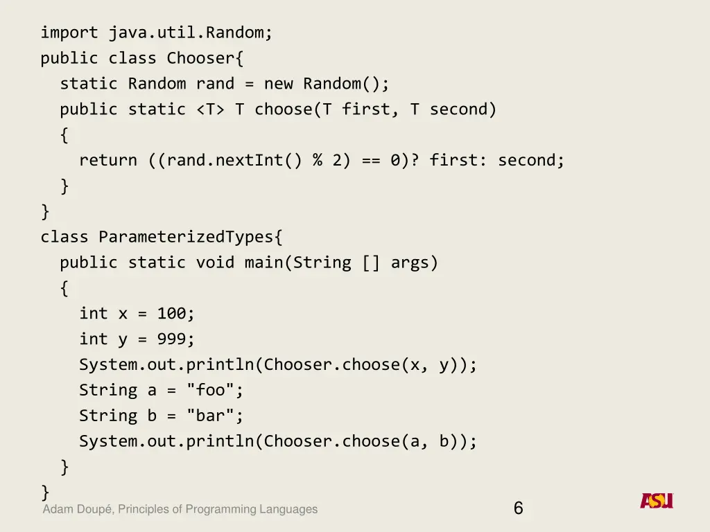 import java util random public class chooser
