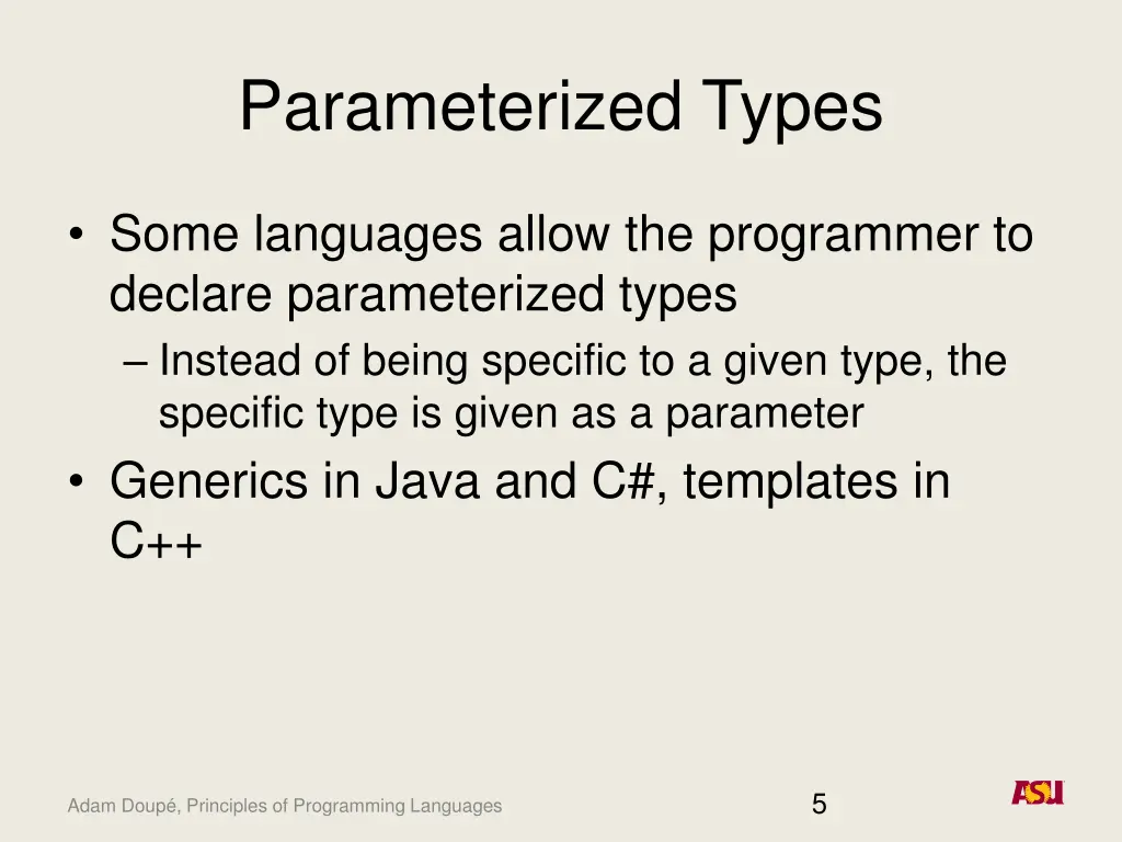 parameterized types