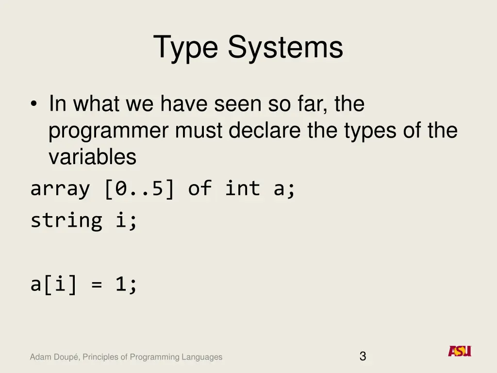 type systems 1