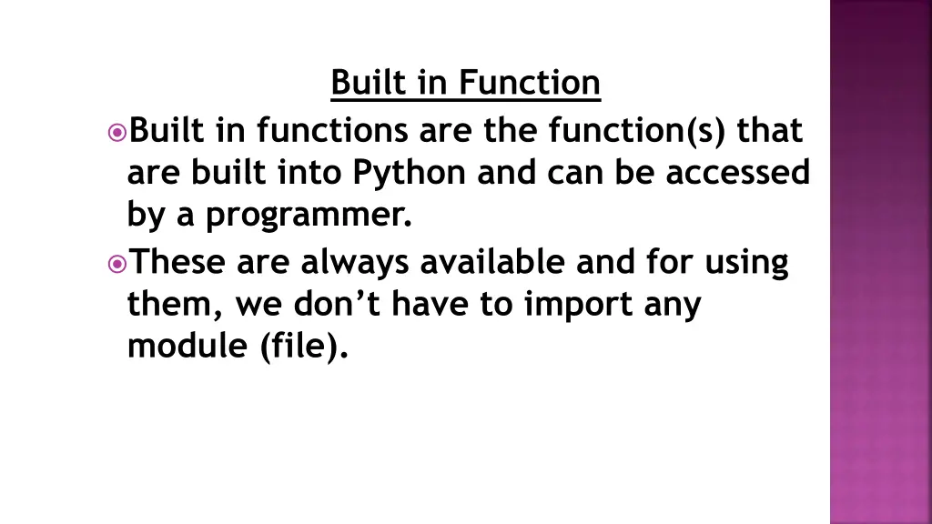 built in function