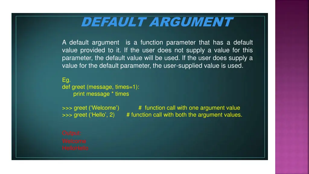 default argument default argument