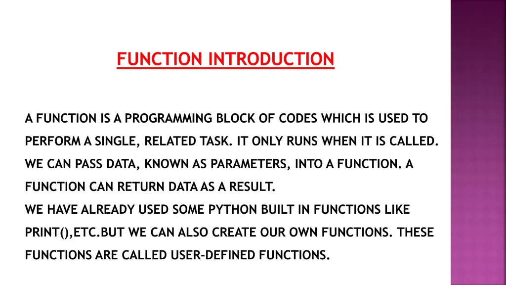 function introduction