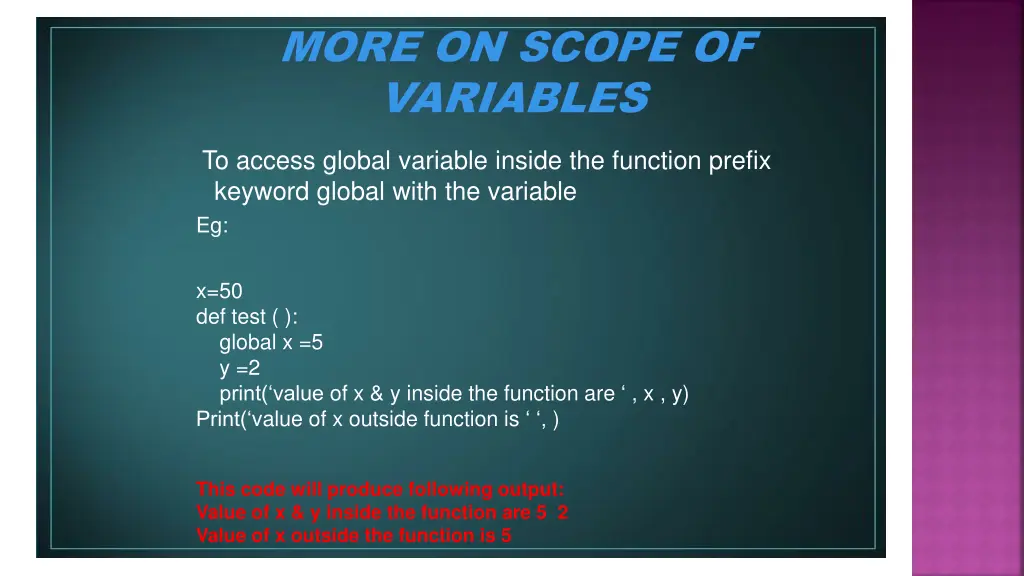 more on scope of more on scope of variables