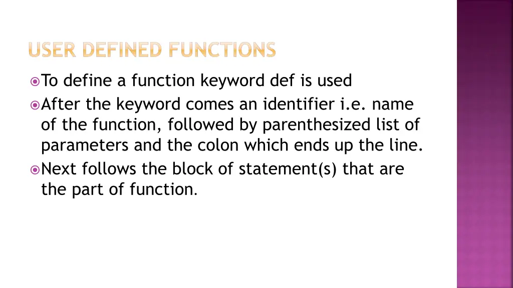 user defined functions