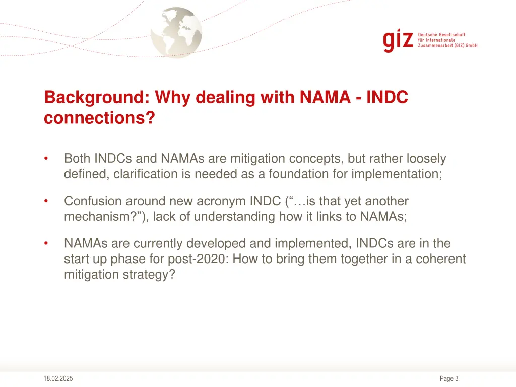 background why dealing with nama indc connections