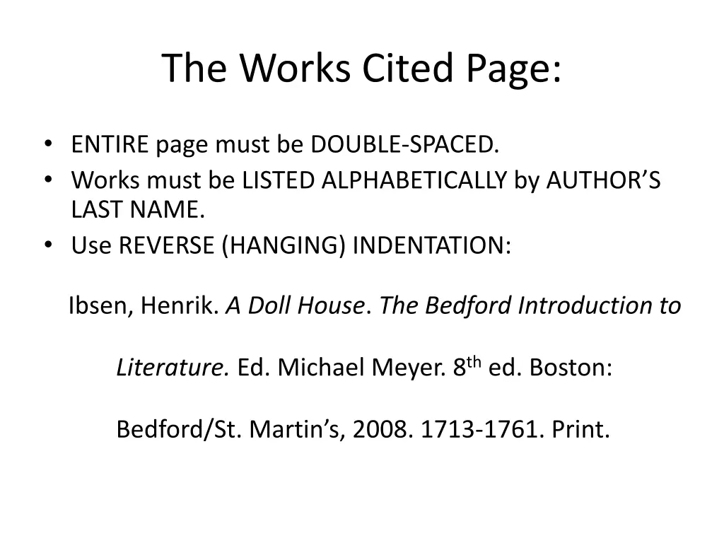 the works cited page