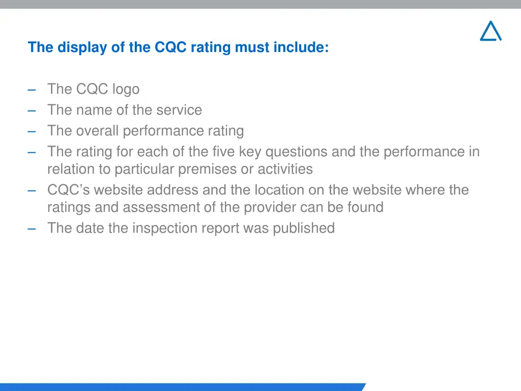 the display of the cqc rating must include