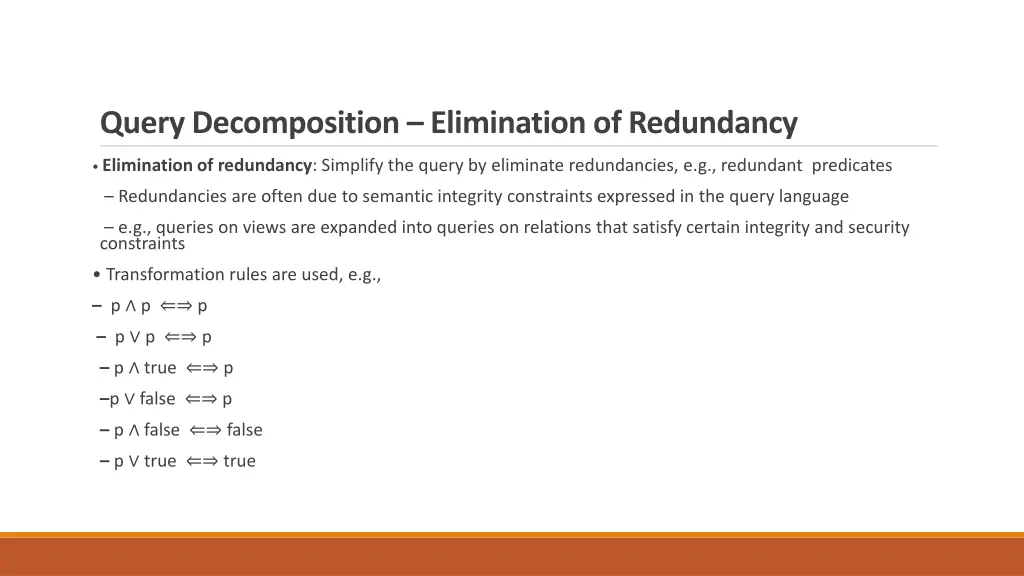 query decomposition elimination of redundancy