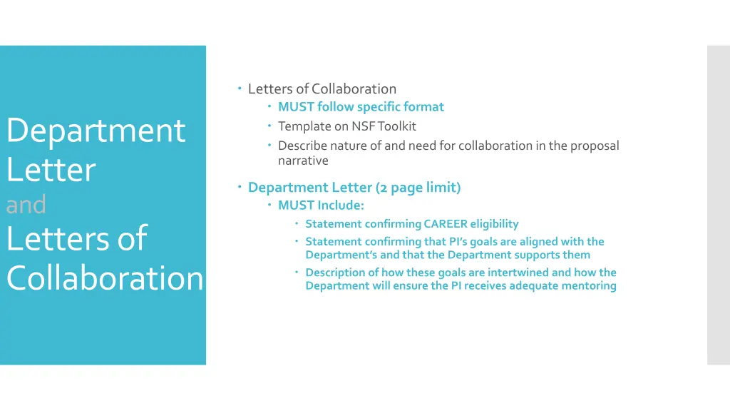 letters of collaboration must follow specific