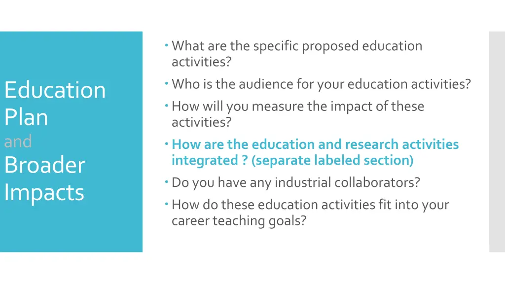 what are the specific proposed education