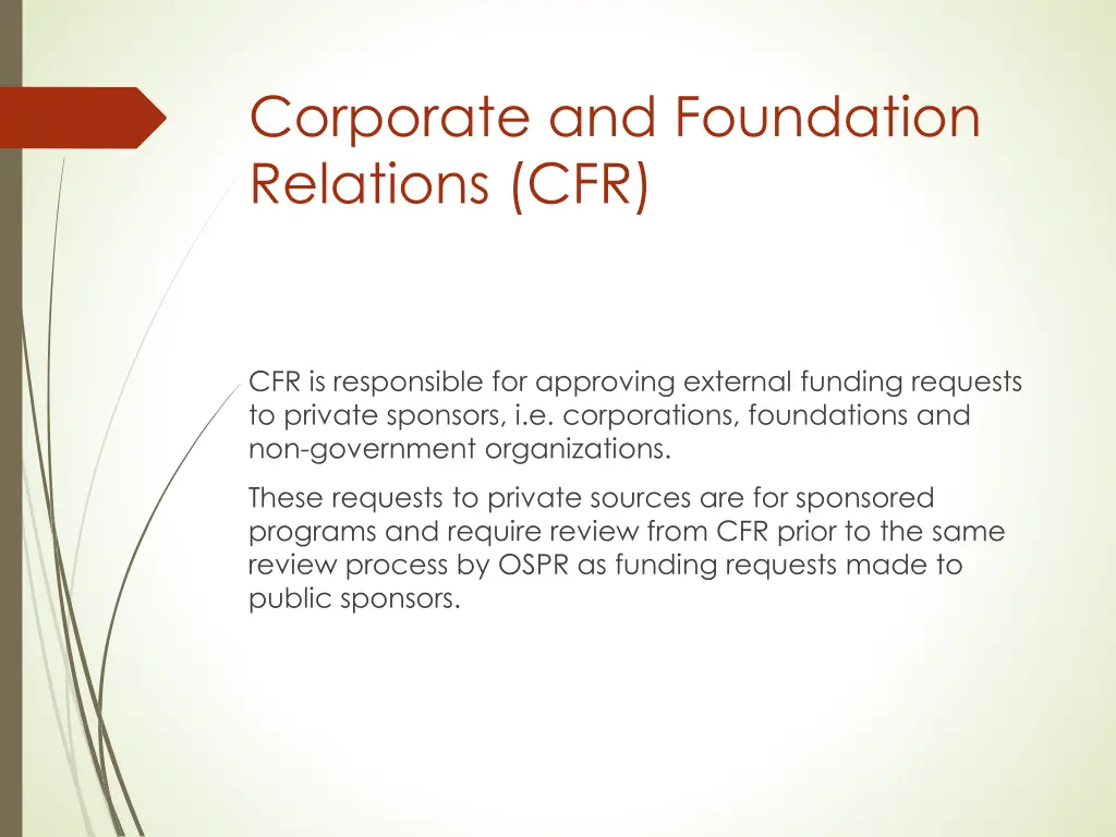 corporate and foundation relations cfr