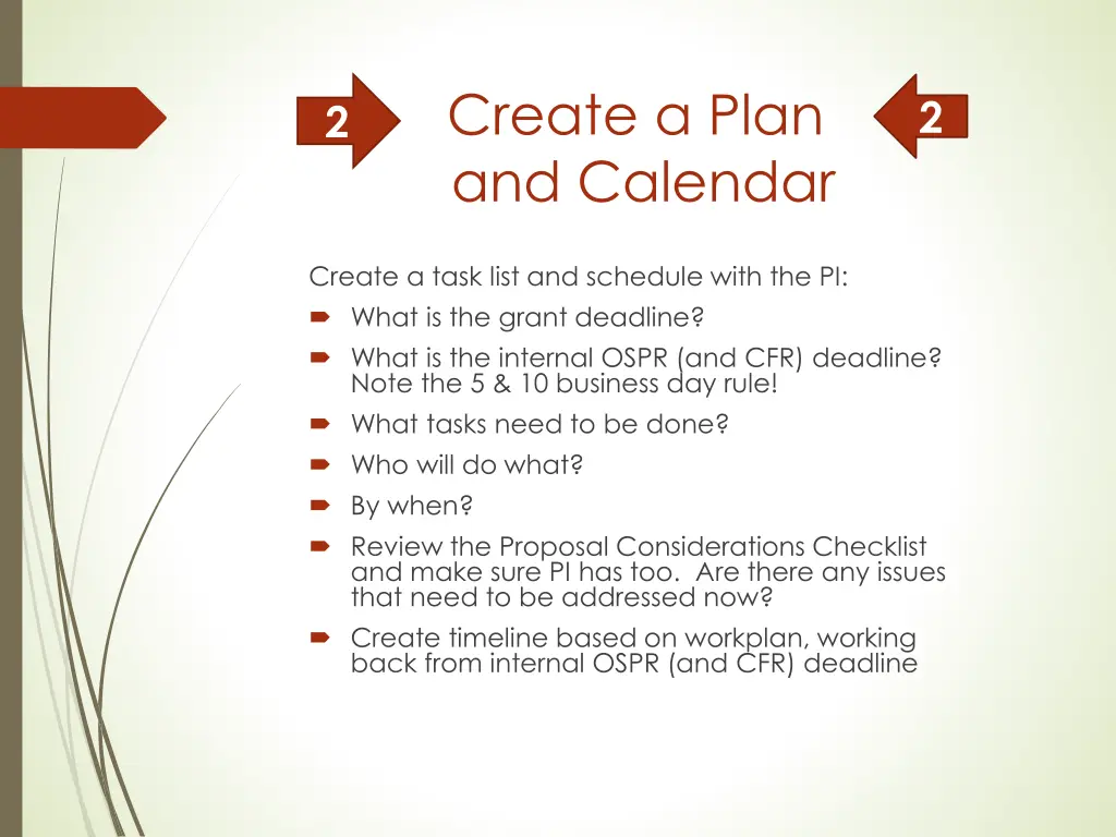 create a plan and calendar