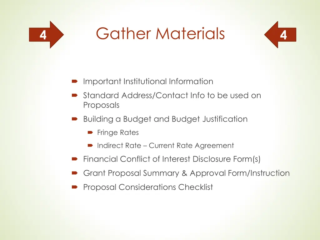 gather materials