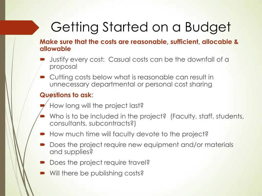 getting started on a budget make sure that