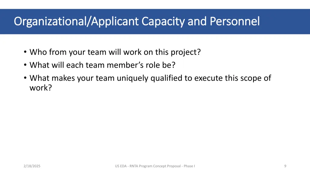 organizational applicant capacity and personnel