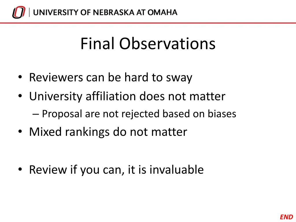 final observations