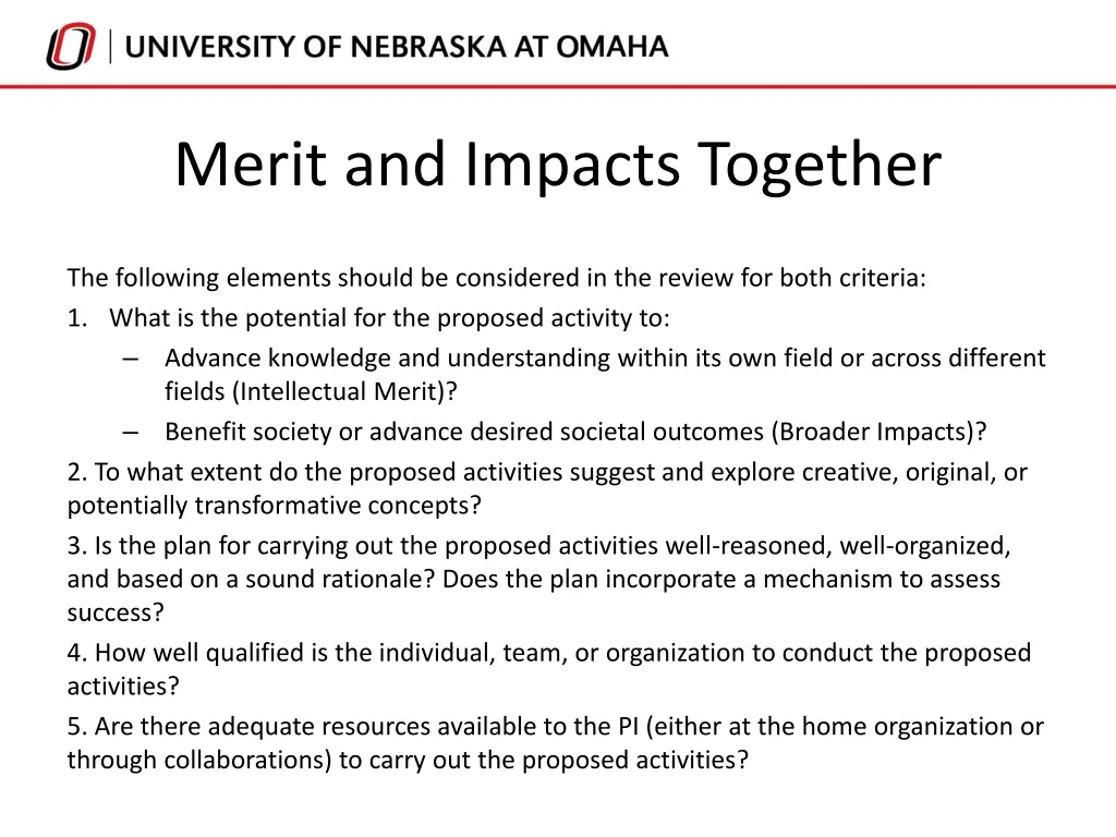 merit and impacts together