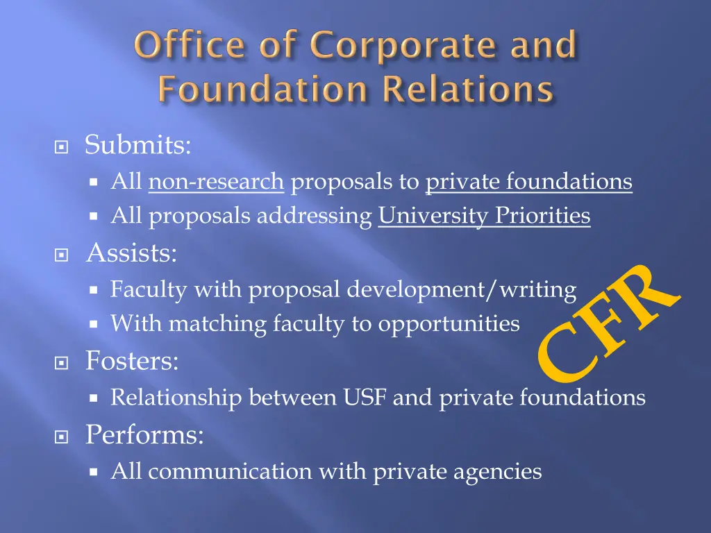 submits all non research proposals to private