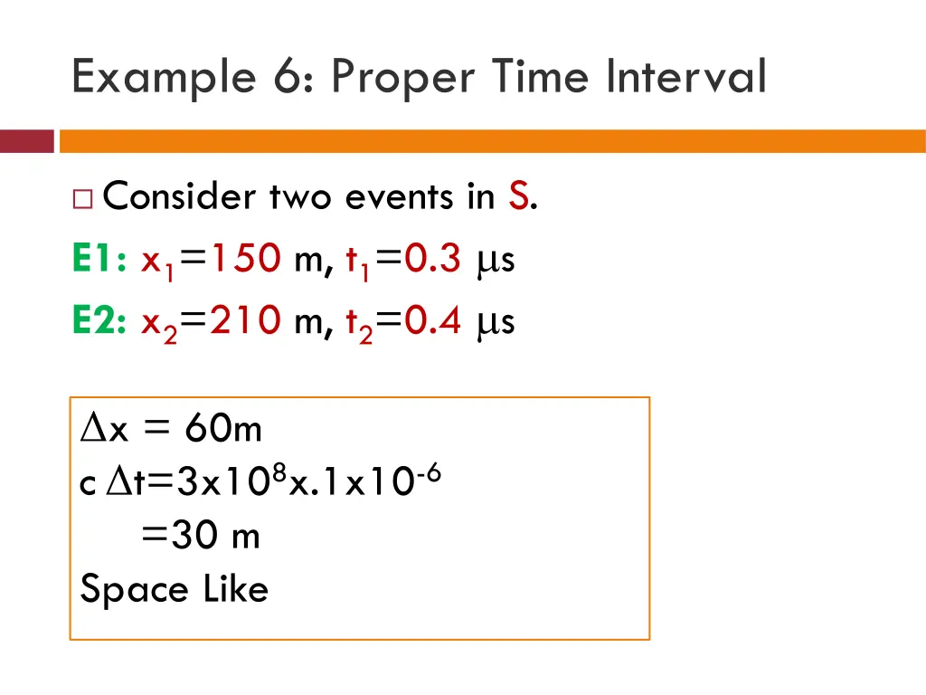 example 6 proper time interval
