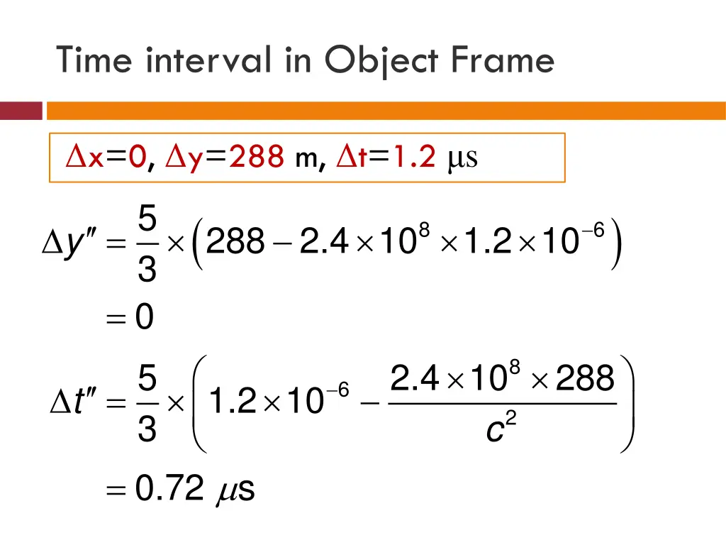 time interval in object frame