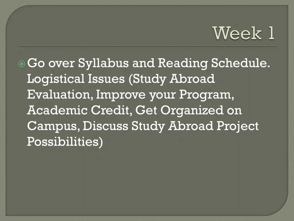 go over syllabus and reading schedule logistical