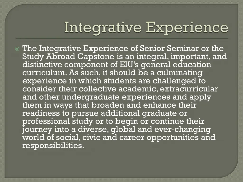 the integrative experience of senior seminar