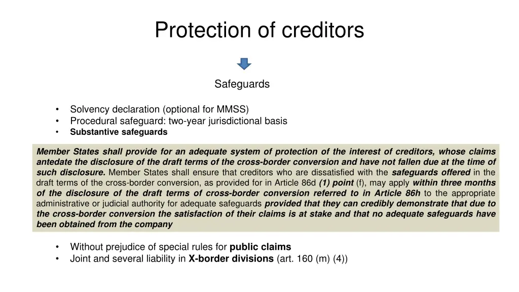 protection of creditors 1