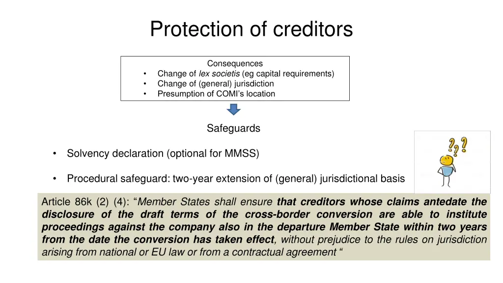 protection of creditors