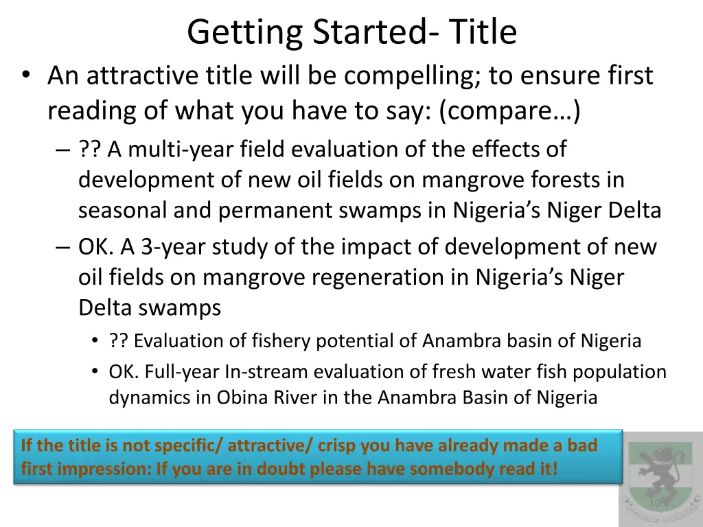 getting started title an attractive title will