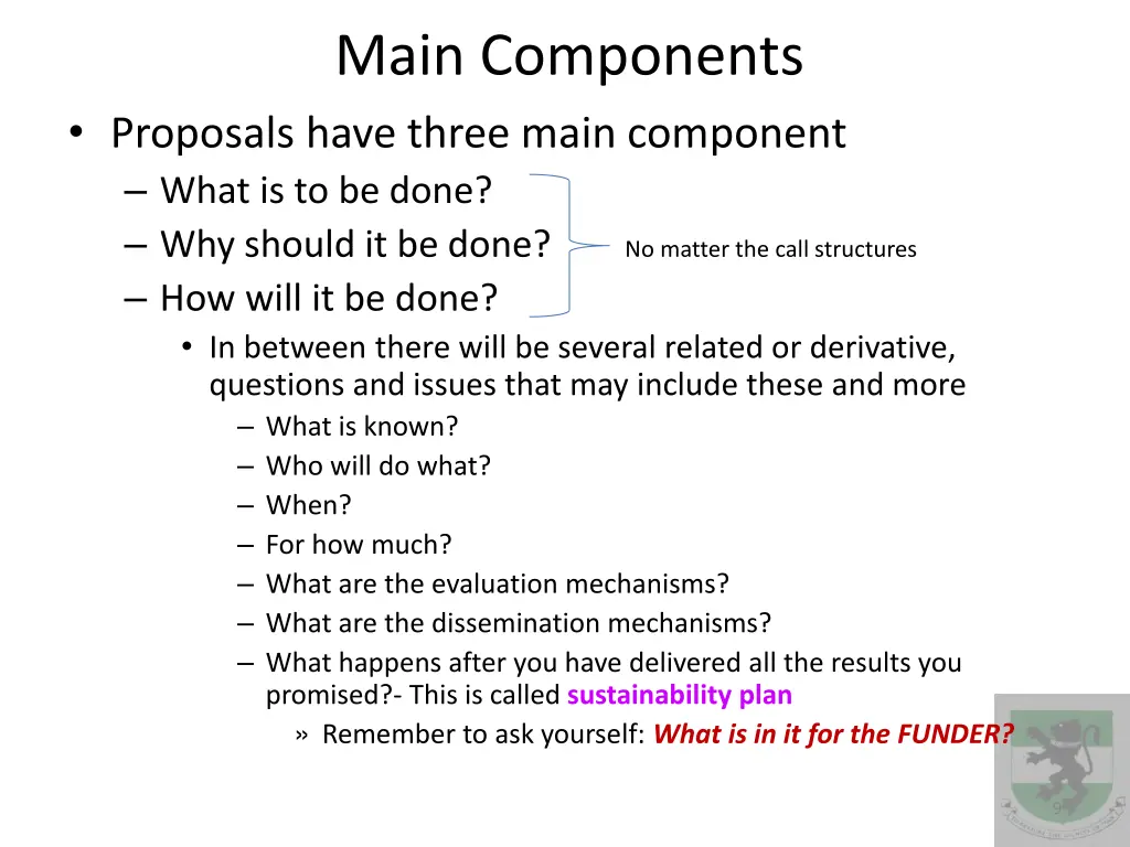 main components